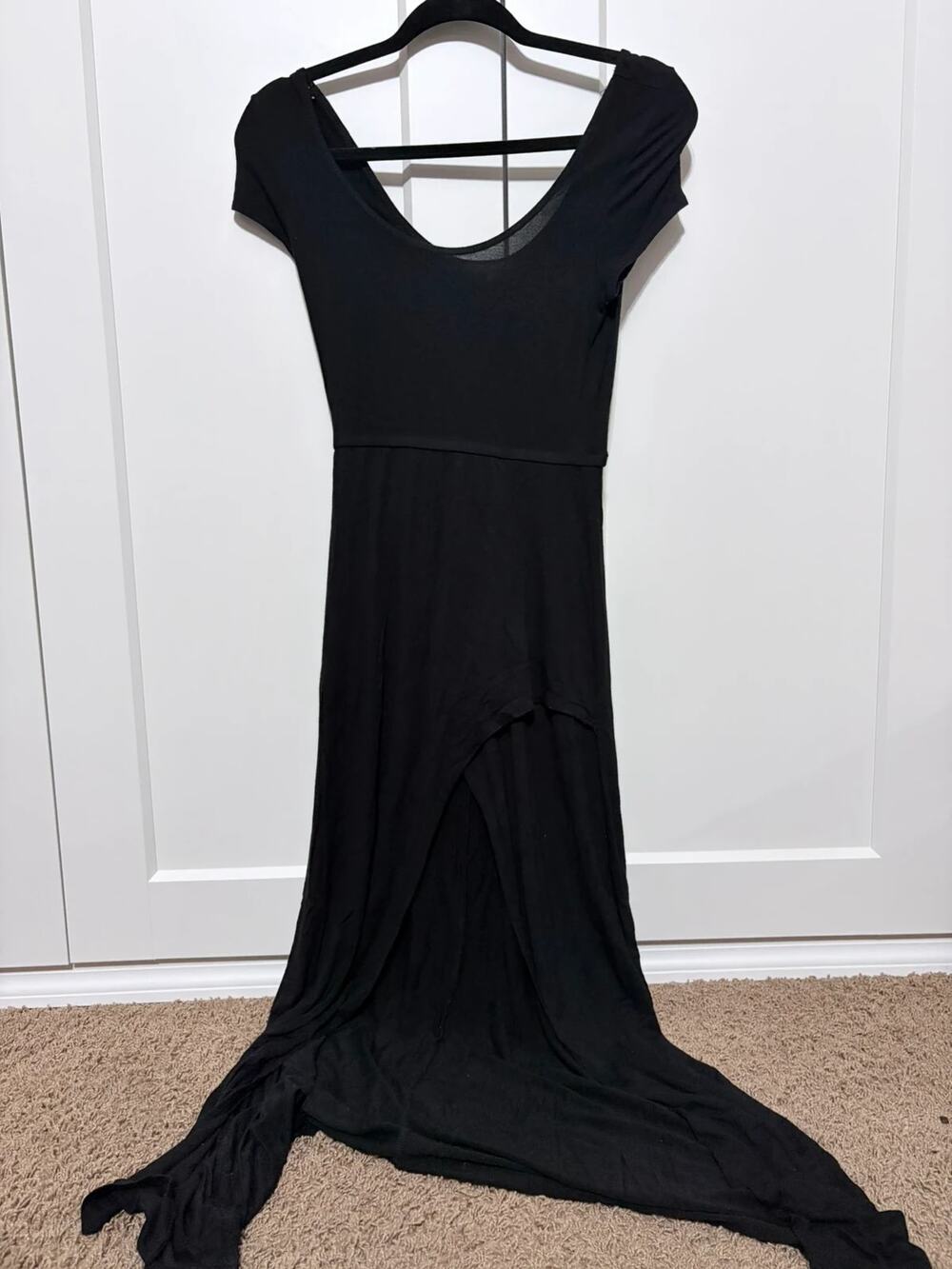 Charlotte Russe Black Maxi Dress with Leg Cutout Size Small